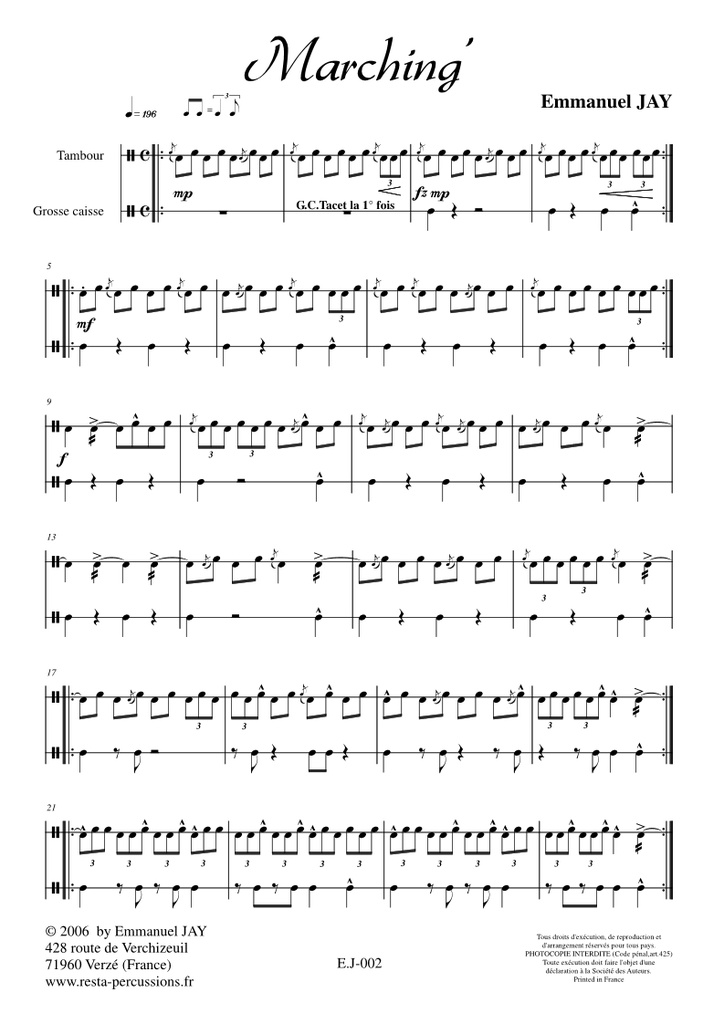 Marching'  - Tambour et Grosse-caisse | JAY E.